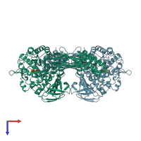 PDB entry 4cn1 coloured by chain, top view.