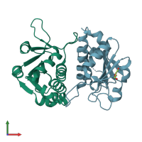 PDB entry 4cnd coloured by chain, front view.