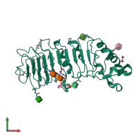 PDB entry 4cnm coloured by chain, front view.