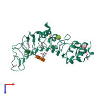 PDB entry 4cnm coloured by chain, top view.