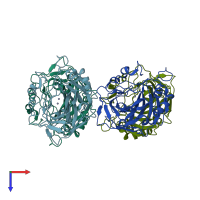 PDB entry 4cnr coloured by chain, top view.