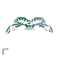 PDB entry 4co2 coloured by chain, top view.