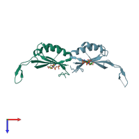 PDB entry 4co3 coloured by chain, top view.