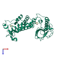PDB entry 4cos coloured by chain, top view.
