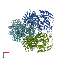 PDB entry 4cpd coloured by chain, top view.