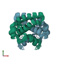 PDB entry 4cpg coloured by chain, ensemble of 20 models, front view.