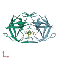 PDB entry 4cps coloured by chain, front view.