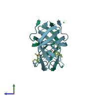 PDB entry 4cps coloured by chain, side view.