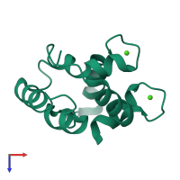 PDB entry 4cpv coloured by chain, top view.