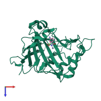 PDB entry 4cq0 coloured by chain, top view.