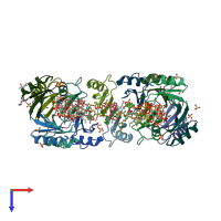 PDB entry 4cqk coloured by chain, top view.