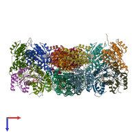 PDB 4cql coloured by chain and viewed from the top.