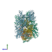 PDB entry 4cqn coloured by chain, side view.