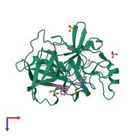 PDB entry 4crb coloured by chain, top view.