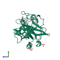 PDB entry 4crd coloured by chain, side view.