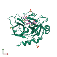 PDB entry 4crf coloured by chain, front view.