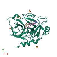 PDB entry 4crg coloured by chain, front view.
