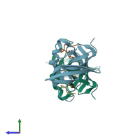 PDB entry 4cri coloured by chain, side view.