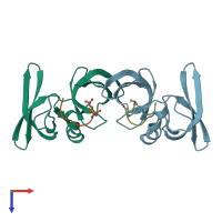 PDB entry 4cri coloured by chain, top view.