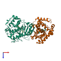 PDB entry 4crl coloured by chain, top view.