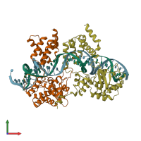 PDB entry 4crx coloured by chain, front view.