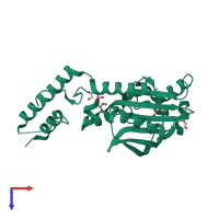 PDB entry 4cs2 coloured by chain, top view.
