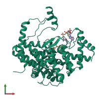 PDB entry 4csc coloured by chain, front view.