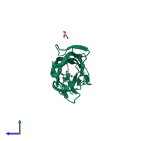 PDB entry 4css coloured by chain, side view.