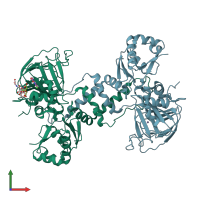 PDB entry 4csw coloured by chain, front view.