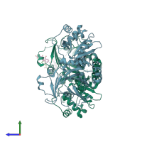 PDB entry 4csw coloured by chain, side view.