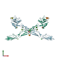 PDB entry 4csy coloured by chain, front view.