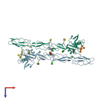 PDB entry 4csy coloured by chain, top view.