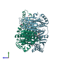 PDB entry 4ct9 coloured by chain, side view.