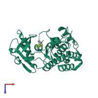 PDB entry 4ctc coloured by chain, top view.