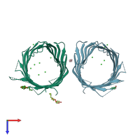 PDB entry 4ctd coloured by chain, top view.