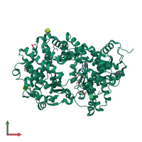 PDB entry 4cth coloured by chain, front view.