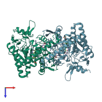 PDB entry 4ctr coloured by chain, top view.