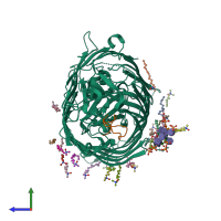 PDB entry 4cu4 coloured by chain, side view.