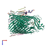 PDB entry 4cu4 coloured by chain, top view.
