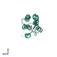 PDB entry 4cuq coloured by chain, side view.