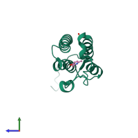 PDB entry 4cur coloured by chain, side view.