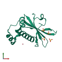 PDB entry 4cv4 coloured by chain, front view.