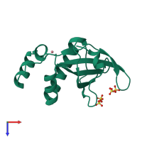 PDB entry 4cv4 coloured by chain, top view.