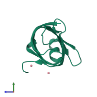 PDB entry 4cv7 coloured by chain, side view.