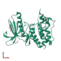 PDB 4cv8 coloured by chain and viewed from the front.