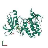 PDB entry 4cv9 coloured by chain, front view.