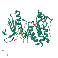 PDB entry 4cva coloured by chain, front view.