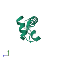 PDB entry 4cvd coloured by chain, side view.