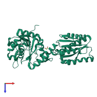 PDB entry 4cvh coloured by chain, top view.