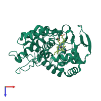 PDB entry 4cvi coloured by chain, top view.